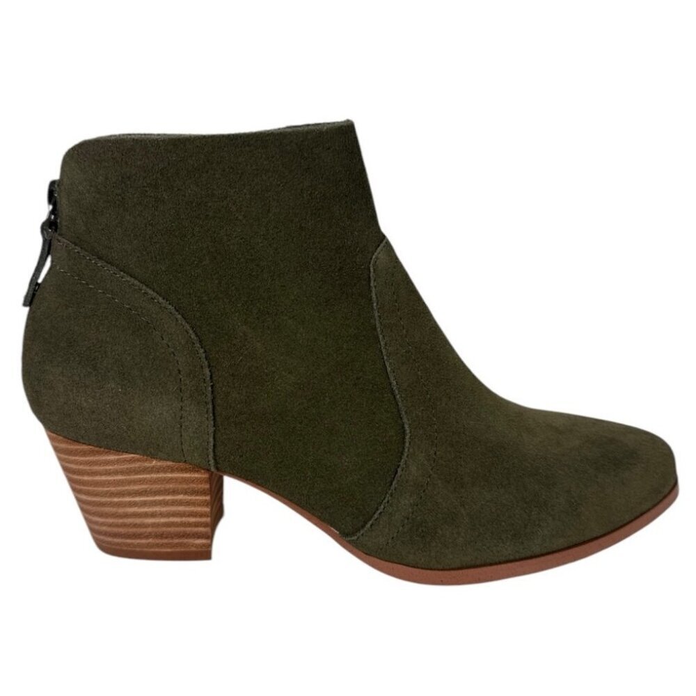 Violet & Red Cupid Bootie Boot Women's 7.5M Olive Suede Leather‎ NWOB 9325
